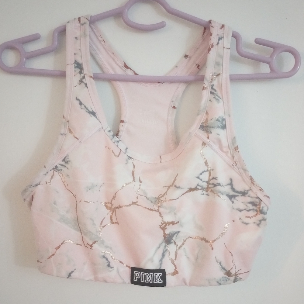 Pink Victoria's Secret Pink Marble Sports Bra Size Medium